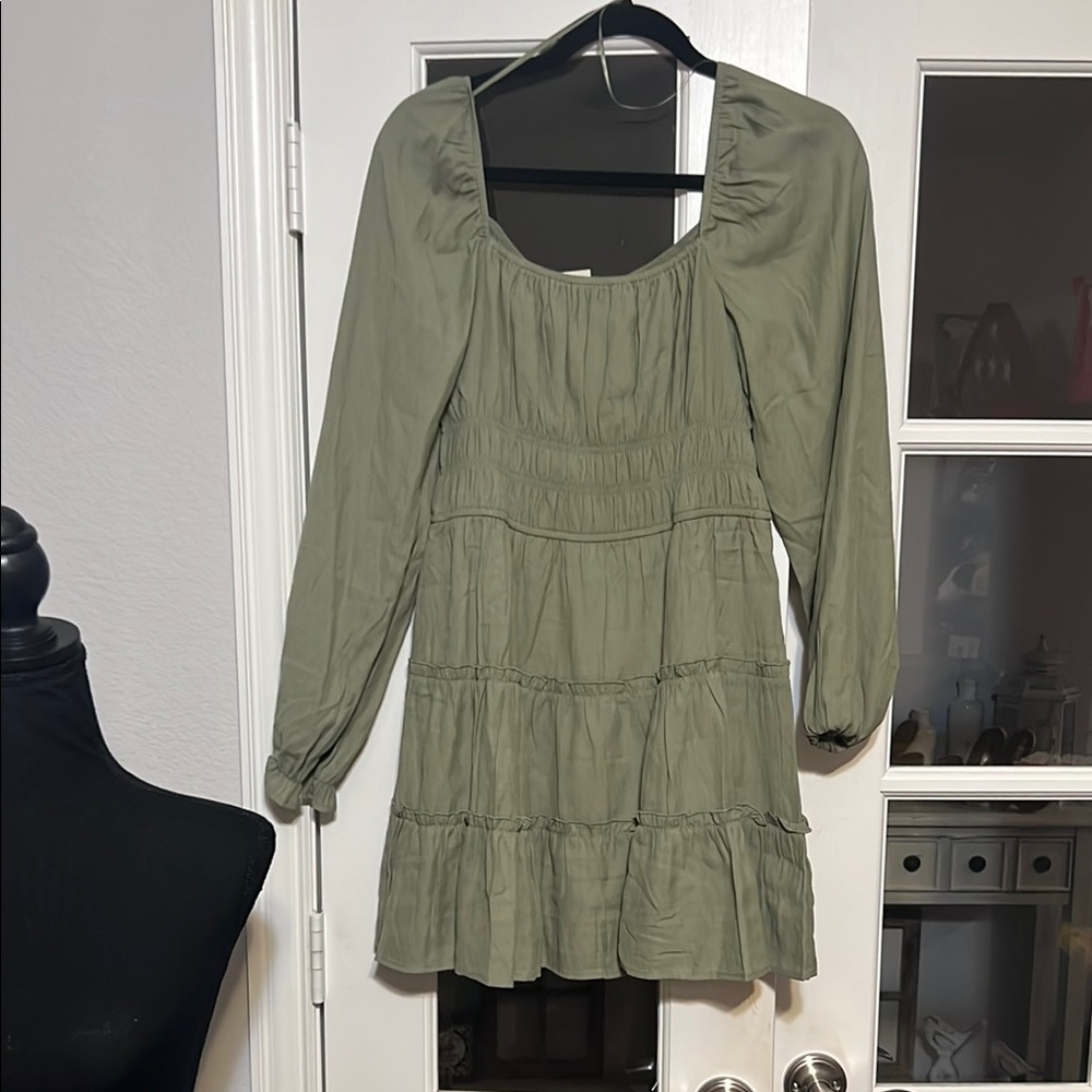 Boho Olive Long Sleeve Dress Size M